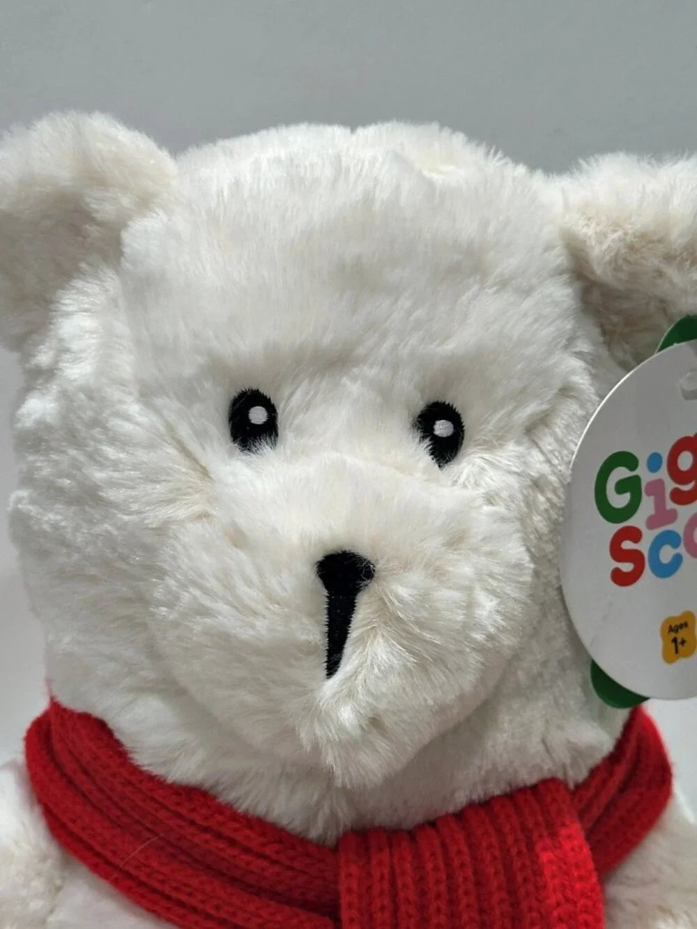 Giggle Scape White Polar Bear Plush Red Scarf Soft Stuffed Animal 15